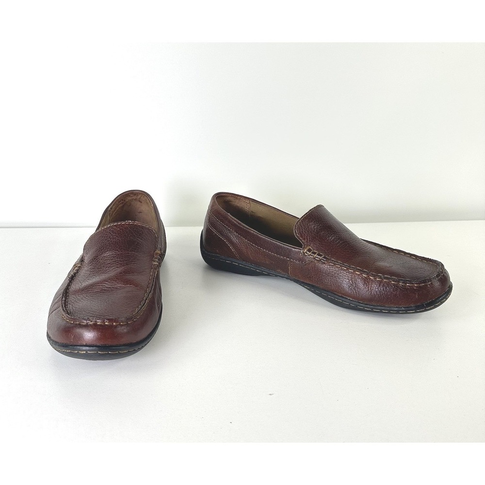 B.O.C. Merton Pebbled Brown Leather Slip On Loafer Shoes Comfort A03223 Mens 9 M